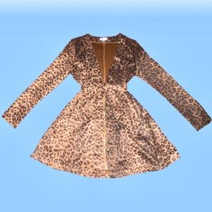 Triple Seven 7 Brown Leopard Print Waterfall Jacket Size Small